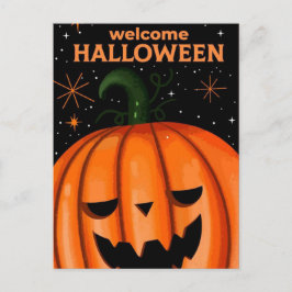 Cartão Postal Bem-vindo ao Halloween Pumpkin