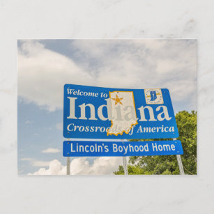 Cartão Postal Bem-vindo ao Indiana Sign