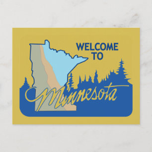 Cartão Postal Bem-vindo ao Minnesota - Sinal de Estrada dos EUA