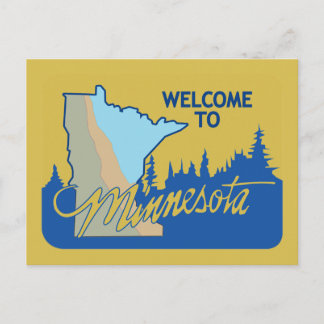 Cartão Postal Bem-vindo ao Minnesota - Sinal de Estrada dos EUA