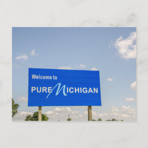 Cartão Postal Bem-vindo ao Pure Michigan Blue Sign
