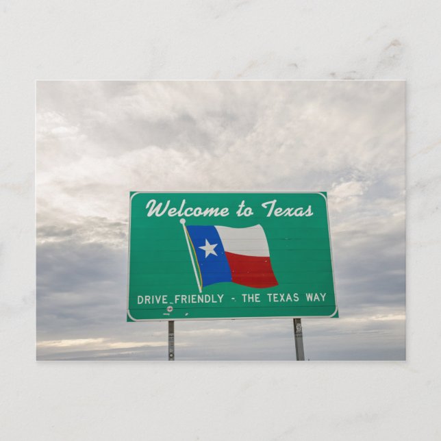 Cartão Postal Bem-vindo ao Texas Sign - The Lone Star State (Frente)