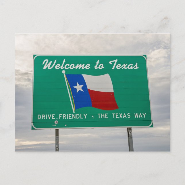 Cartão Postal Bem-vindo ao Texas Sign - The Lone Star State (Frente)