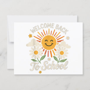 Cartão Postal Bem-vindo de volta às camisas escolares Primeiro d