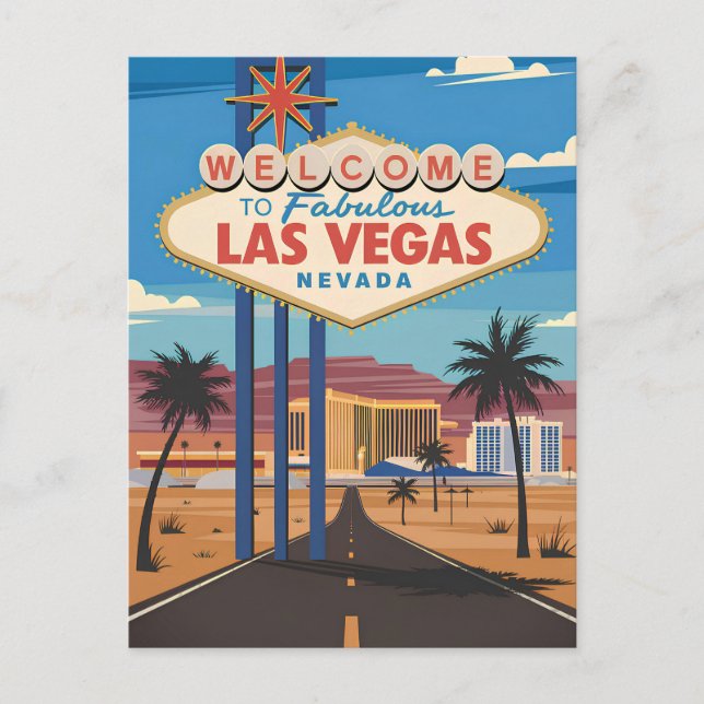 Cartão Postal Bem-vindos ao fabuloso Las Vegas Nevada (Frente)