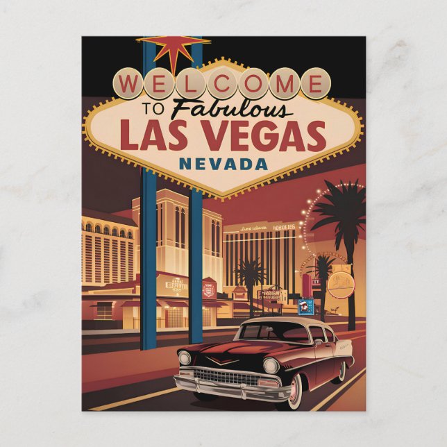 Cartão Postal Bem-vindos ao fabuloso Las Vegas Nevada (Frente)