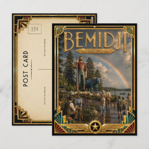 Cartão Postal Bemidji Minnesota Arte Deco Vintage Era de Ouro