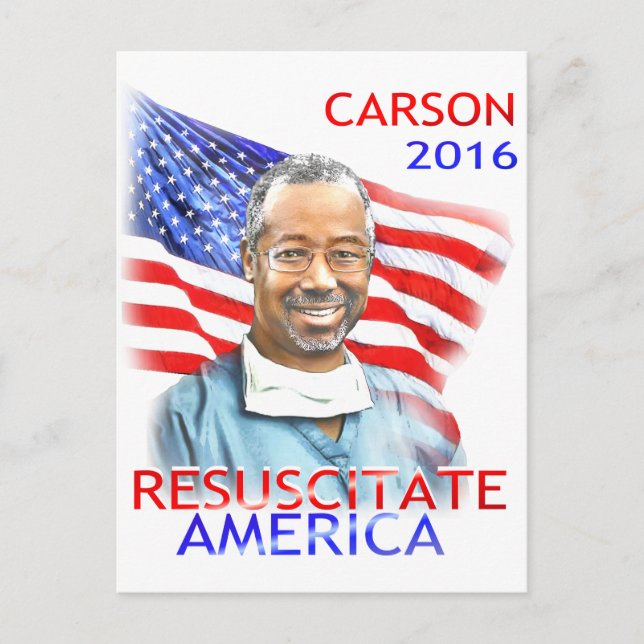 Cartão Postal Ben Carson-Resuscitate America 2016 USA Flag (Frente)