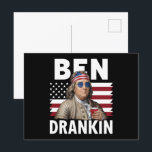 Cartão Postal Ben Drankin Beer 4 de julho Vintage Flag Funny<br><div class="desc">Ben Drankin Beer 4 de julho Vintage Flag Funny</div>