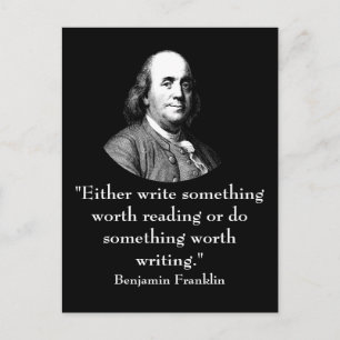 Cartão Postal Ben Franklin e Citação