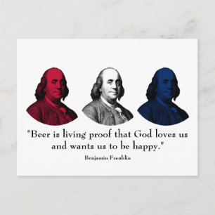 Cartão Postal Ben Franklin e Cotação - Vermelho, Branco e Azul
