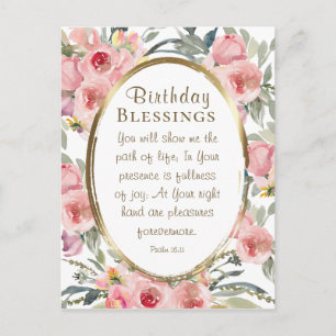 Cartão Postal Bênçãos de Aniversário Inspirador Elegante Floral
