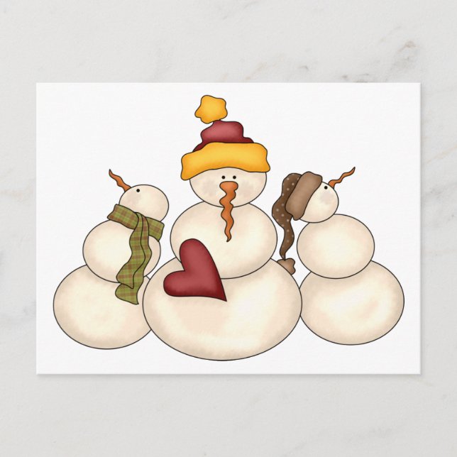 Cartão Postal Bênçãos de Inverno · Bonecos de Neve (Frente)