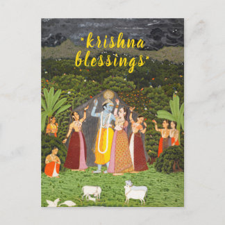 Cartão Postal Bênçãos de Krishna Jaipur Arte Indiana Rajasthan
