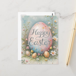 Cartão Postal Bênçãos de Ovos de Páscoa Pastel