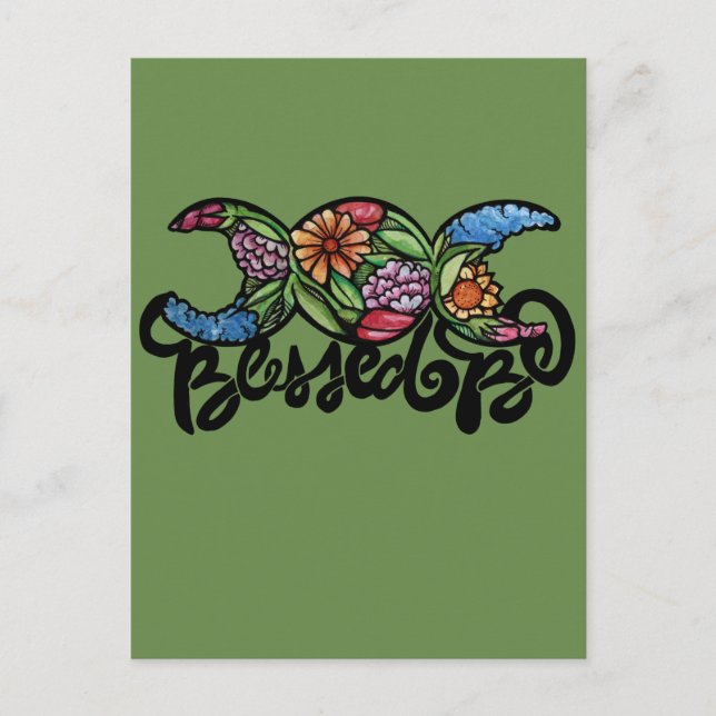 Cartão Postal "Bendita Seja" Flor Tripla Lua (Frente)