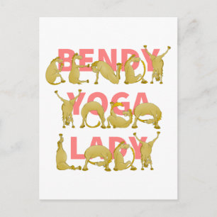 Cartão Postal Bendy Yoga Lady Funny Cute Pony