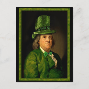 Cartão Postal Benjamin Franklin Clover Dia de São Patrício