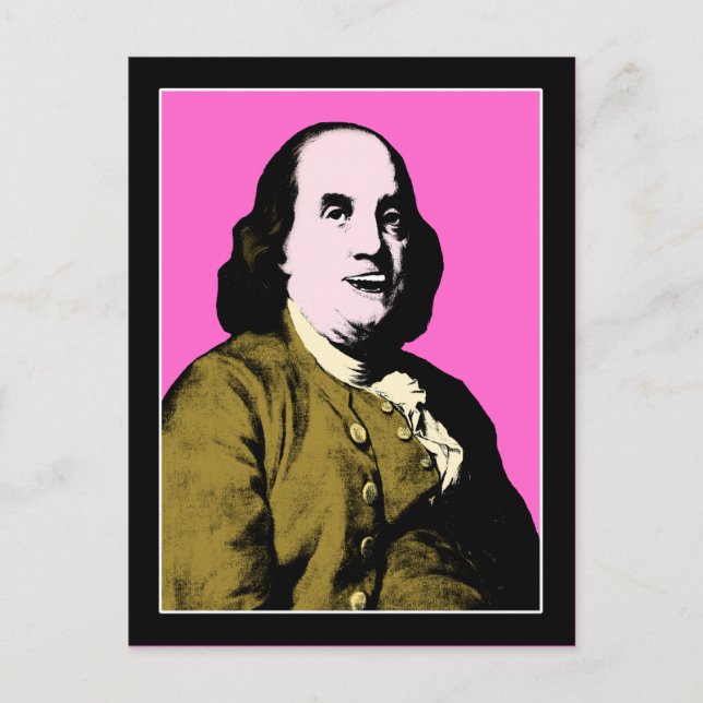 Cartão Postal Benjamin Franklin Estilo Arte Pop (Frente)