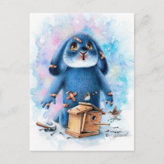 Cartão Postal Benny Blue - Cartão-postal da Casa de Pássaro DIY