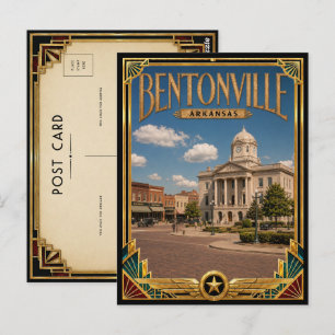 Cartão Postal Bentonville Arkansas Arte Deco Vintage Idade Doura