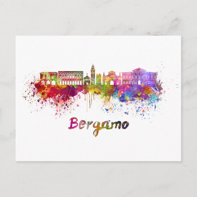 Cartão Postal Bergamo skyline in watercolor (Frente)