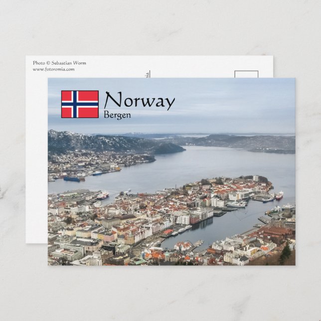 Cartão Postal Bergen Noruega (Frente/Verso)