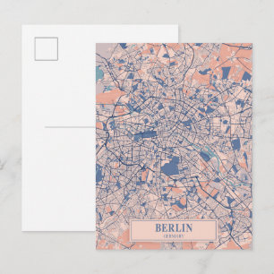 Cartão Postal Berlim Alemanha Mapa da Cidade Ventilada Viagem