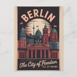 Cartão Postal Berlim Alemanha Retro Silhueta Urbana Viagem