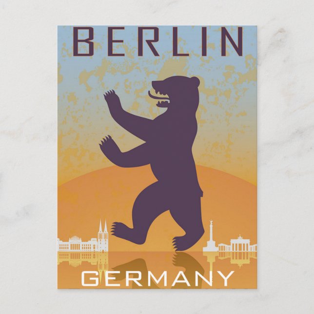 Cartão Postal Berlin Alemanha, comboio Viagem Art Vintage (Frente)