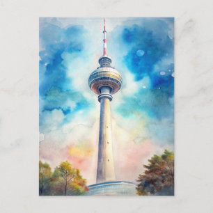 Cartão Postal Berlin Alexanderplatz Tower Watercolor