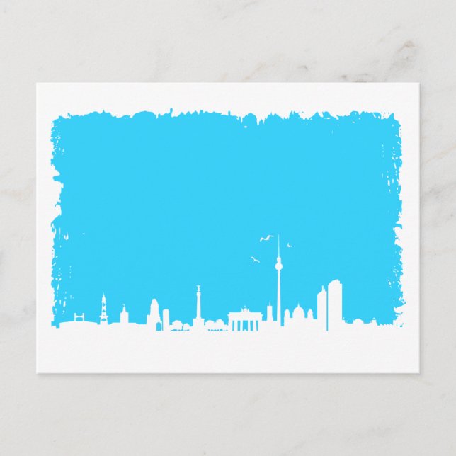 Cartão Postal Berlin Skyline Farbe blau (Frente)