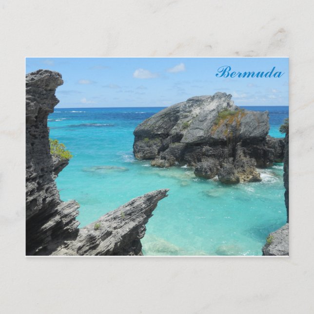 Cartão Postal Bermudas Blue Ocean Rocky Beach Viagem Photo (Frente)