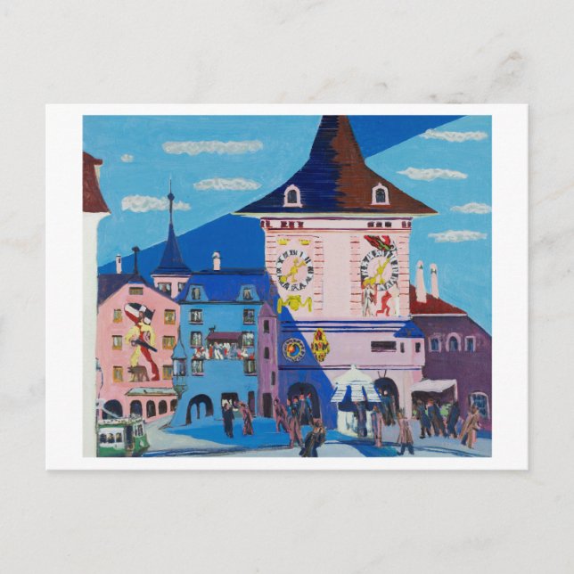 Cartão Postal Bern Bell Tower por Kirchner (Frente)
