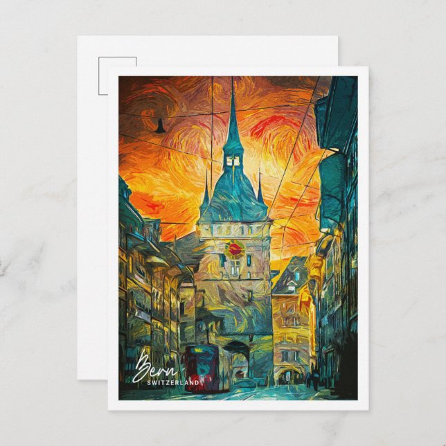 Cartão Postal Bern Suiça Belo Paisagem Petrolífera (Frente/Verso)