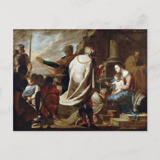 Cartão Postal Bernardo Cavallino Adoração dos Magi (Frente)