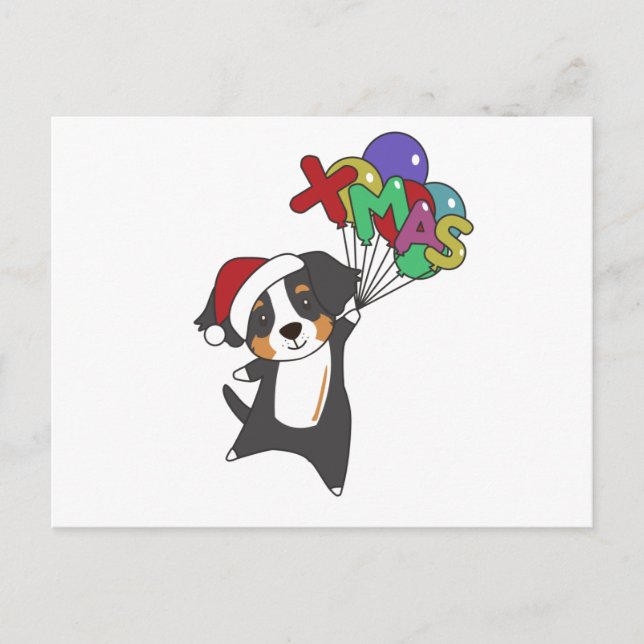 Cartão Postal Bernese Feliz Natal Cães Felizes (Frente)