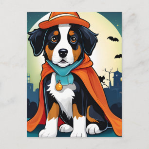 Cartão Postal Bernese Mountain Dog Puppy Halloween