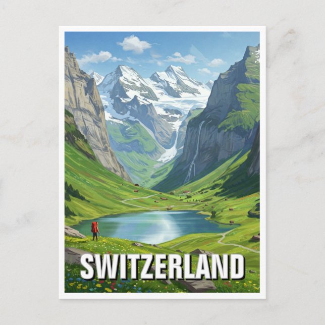 Cartão Postal Bernese Oberland Suiça (Frente)