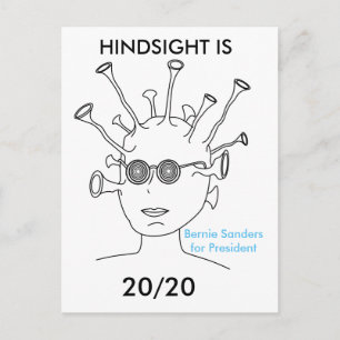 Cartão Postal Bernie Sanders Alienígena "HINDSIGHT IS 20/20 Car