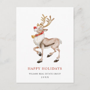 Cartão Postal Berretê de Aquarela Saudação Corporativa de Natal