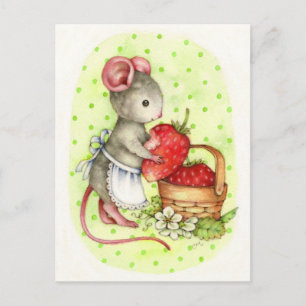 Cartão Postal Berry Delicious - Cute Mouse Art Postcard