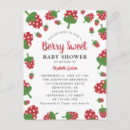 Cartão Postal Berry Sweet Chá de fraldas Invitation Cute Strawbe