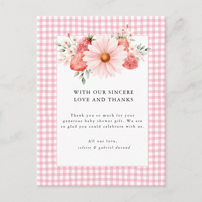 Cartão Postal Berry Sweet Chá de fraldas Obrigado (Frente)