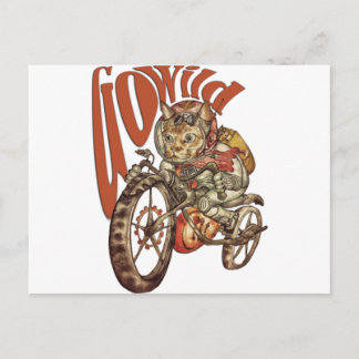 Cartão Postal Berserk Steampunk Motorcycle Cat Go Wild T-Shirt.p