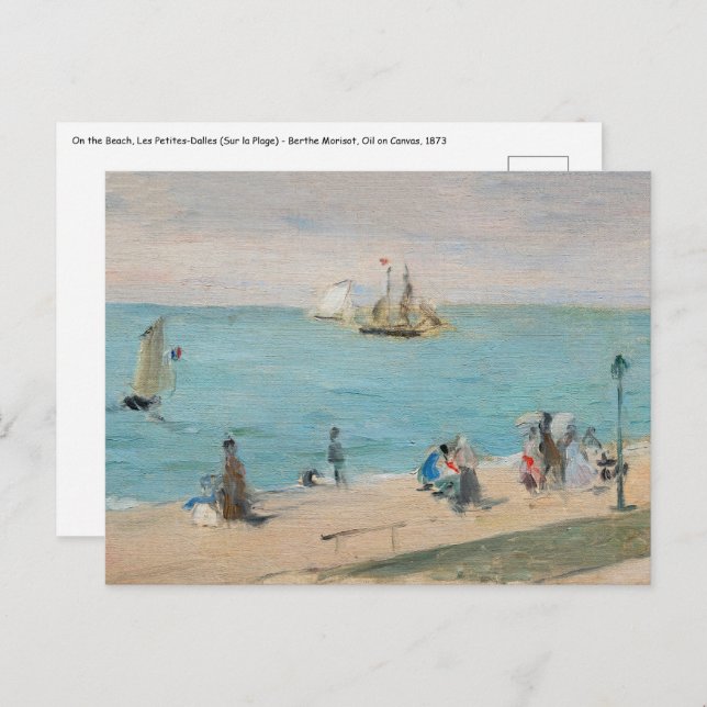 Cartão Postal Berthe Morisot - Na Praia, Les Petites-Dalles (Frente/Verso)