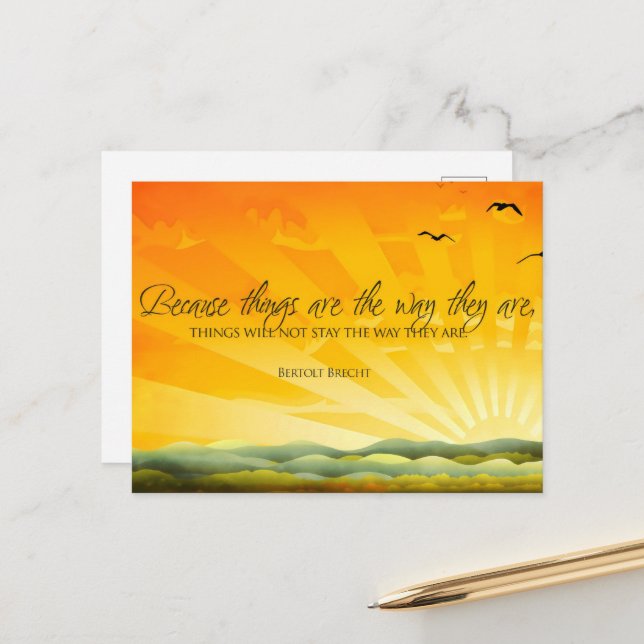 Cartão Postal Bertolt Brecht Inspirational Cote "Change" Postca (Frente/Verso In Situ)