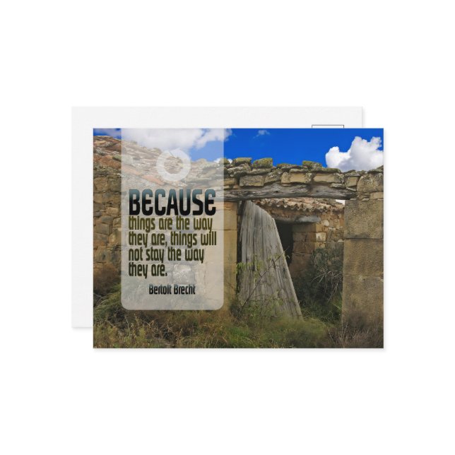 Cartão Postal Bertolt Brecht Inspirational Cote "Mudança" (Frente/Verso In Situ)