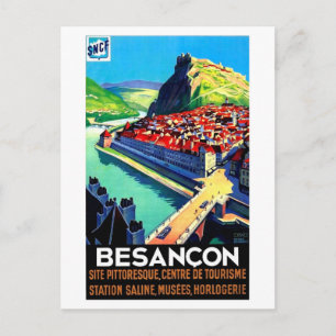 Cartão Postal Besancon areal view, França, panorama, safra