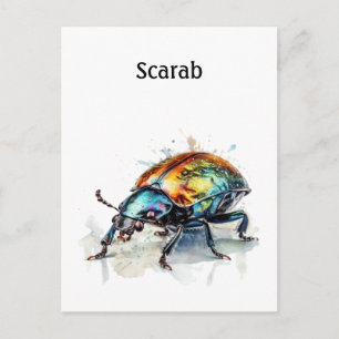 Cartão Postal Besouro Iridescente em Aquarela, personalizado